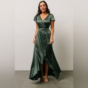 Baltic Born Green Satin Maxi Dress